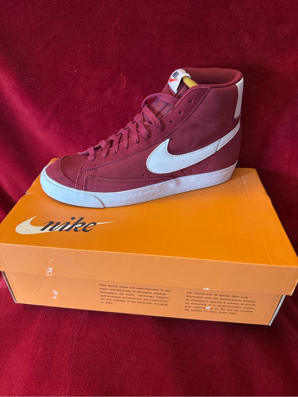 Nike Unisex Burgundy High-Top Sneakers with White Swoosh